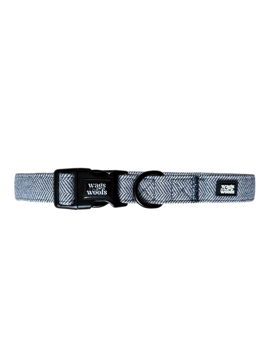 Navy Tweed Dog Collar
